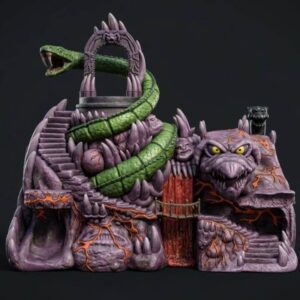 Snake Mountain es el cuartel general del mal en Eternia, el contrapunto oscuro al Castillo Grayskull y el lugar desde donde Skeletor planea sus conquistas.